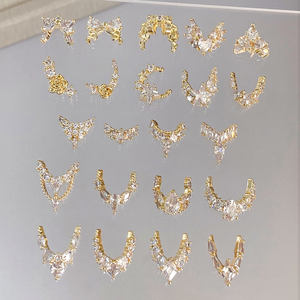 Breloques de luxe ruban d'or bague française bijoux pour ongles Zircon 3d Nail Art pendentif pour Salon de beauté - Product Image 1