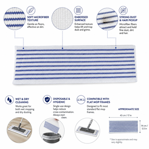 Recambio de Mopa Desechable de Microfibra con Rayas Azules, Económico y Personalizado, para Limpieza de Pisos en el Hogar, Cocina y Baño - Product Image 2