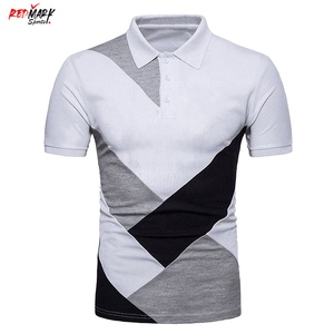 Polo de manga corta para hombre, camisa de Color contrastante, ropa de calle, informal, de moda, novedad de verano - Product Image 4