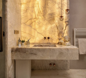 Meuble-lavabo Tostone de luxe en quartzite blanc <span class=keywords><strong>Cristallo</strong></span> rétroéclairé du Brésil pour salle de bain moderne, villa et intérieur - Product Image 3