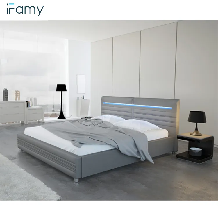 Cadre de lit double en bois, set de chambre à coucher, mobilier de maison au design luxueux taille king, nouveau modèle en vente 2020