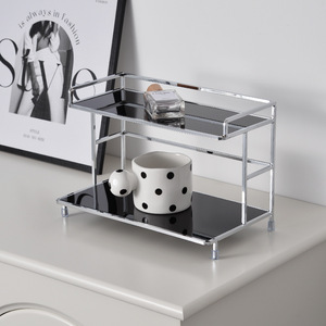 Étagère de rangement en métal à 2 niveaux pour salle de bain, cuisine, cosmétiques, organisateur portable multifonction - Product Image 4