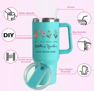 Vaso de 40 oz con Asa y Pajita, Vasos Personalizados con Nombres, Los Mejores Regalos para Mamá <span class=keywords><strong>en</strong></span> el Día de la Madre o Cumpleaños - Product Image 5