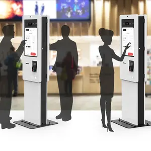 Station Touch Screen 32 Inch Straight Self Payment Ticketing Kiosk Ticket Machine