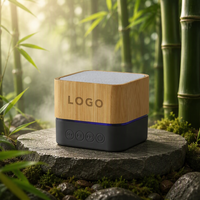 Haut-parleur sans fil en bambou écologique avec logo personnalisé 2027 Design, 3W, RGB, mini, portable, Bluetooth, avec logo
