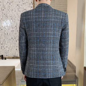 Vente en gros <span class=keywords><strong>Blazer</strong></span> à <span class=keywords><strong>carreaux</strong></span> pour hommes Manteau de sport <span class=keywords><strong>Blazer</strong></span> à <span class=keywords><strong>carreaux</strong></span> coupe ajustée décontracté pour hommes <span class=keywords><strong>Blazer</strong></span> de mariage - Product Image 4