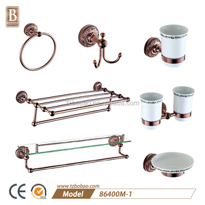 Set da Bagno di Lusso in <span class=keywords><strong>Ottone</strong></span> Dorato con Accessori in Ceramica, 6 Pezzi, <span class=keywords><strong>Porta</strong></span> <span class=keywords><strong>Asciugamani</strong></span> e Portarotolo Dorati per Hotel - Product Image 2