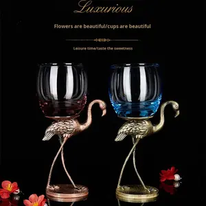 طقم دورق زجاجي للنبيذ الأحمر على الطراز الأوروبي، أكواب معدنية فاخرة بتصميم عتيق وطويلة، سعة 301-400 مل، عصرية ومستدامة - Product Image 3