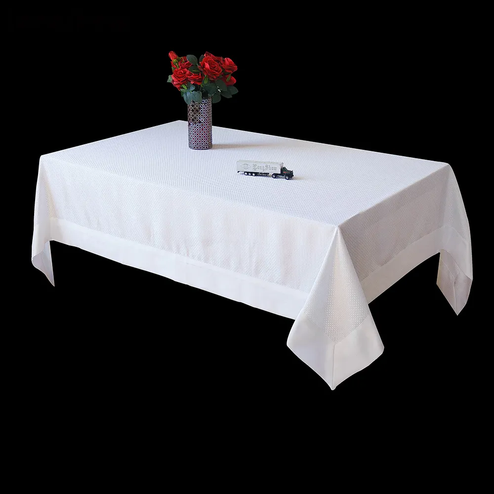 custom table cloth elegant rectangle Line SLUBBED FABRIC table cloth Plain table cover for wedding party home decoration