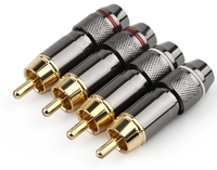 Conector de Cable de Audio RCA Chapado en Oro para Altavoz, Conector de Cable de Soldadura de Cobre
