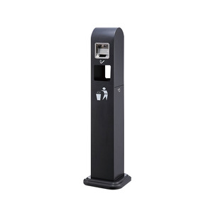 Colonne à mégots de cigarettes en acier inoxydable pour hall d'hôtel ; espace fumeurs intérieur avec cendriers ; poubelle extérieure - Product Image 3