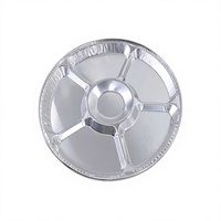 Barquettes en aluminium de 12 pouces, robustes, à 5 compartiments, résistantes à la chaleur, écologiques, de qualité alimentaire, rondes, pour la maison, le barbecue, le camping et les buffets