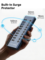 Hub USB-C 10 ports 10 Gbps USB3.2 Gen2, répartiteur de données, 5 ports USB-A/USB-C, adaptateur secteur 48W avec interrupteurs individuels, en stock