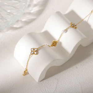 สร้อยข้อมืออะคริลิคเซอร์คอนชุบทอง18K ทำจากสเตนเลส304ดอกไม้เดินทางสไตล์คลาสสิกสไตล์เรียบง่าย - Product Image 2