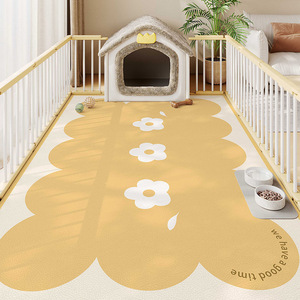 Tapis pour animaux de compagnie en PVC de style dessin animé, rectangulaire, antidérapant, facile à nettoyer, tapis de sol pour salon - Product Image 4