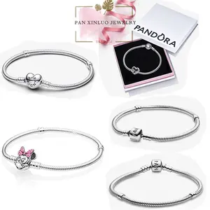 2024 fábrica de alta calidad 925 Plata 597770CZ Original iPandoriaet pulsera de hueso de serpiente clásica Pan hechizo joyería de mujer en M