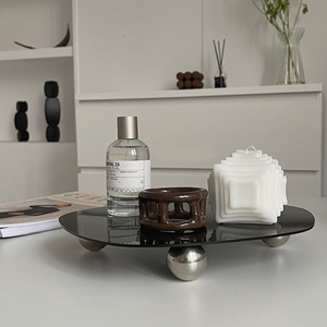 <span class=keywords><strong>Plateau</strong></span> décoratif en acrylique sur <span class=keywords><strong>pied</strong></span>, <span class=keywords><strong>plateau</strong></span> en acrylique noir irrégulier pour parfum, coiffeuse, <span class=keywords><strong>plateau</strong></span> de rangement pour maquillage et bijoux - Product Image 5