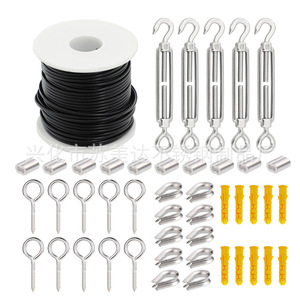 Stainless Steel Cable With Plastic Coating Black Wire <b>Rope</b> Coupling For <b>Lighting</b> Hanging And Climbing Hooks Tensioner Kit - Product Image 2