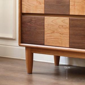 ตู้เก็บของไม้เชอร์รี่ลายตารางหมากรุกสีดำวอลนัทแบบห้าลิ้นชักสไตล์เรโทร Genji Wood Language สำหรับห้องนอน - Product Image 4