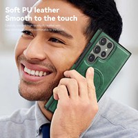 Étui de téléphone de charge sans fil magnétique en cuir PU de luxe pour Samsung S25 S24 S23 Plus A16 A06 A15