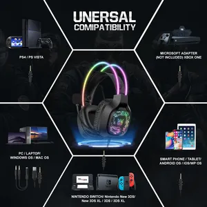 Onikuma מחשב צליל Led משחקי Gamer אוזניות X22 שחור משחקי Wired אוזניות על אוזן Rgb אוזניות עבור מחשב משחק גיימרים