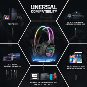 Audífonos Supraaurales ONIKUMA X22 Negros con Cable para Computadora, Gamer, USB 3.5mm RGB, <span class=keywords><strong>Cascos</strong></span> <span class=keywords><strong>Gaming</strong></span> para <span class=keywords><strong>PC</strong></span> PS5 - Product Image 3