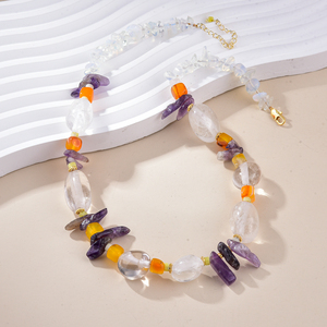 2025ลูกปัดคริสตัลใสทำจากอเมทิสต์ธรรมชาติสำหรับผู้หญิงสร้อยคอโอปอลแบบสุ่มรูปทรง - Product Image 3