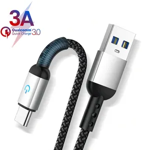 Real 3A Mobile Phone Nylon Braid Fast Charge Usb Type C Cables For Samsung Galaxy