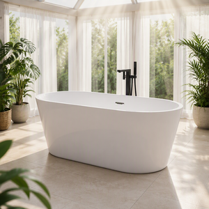 Baignoire autoportante rectangulaire en acrylique approuvée WRAS, 1700 mm, double extrémité, <span class=keywords><strong>avec</strong></span> chauffage à température constante et massage à bulles - Product Image 1