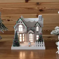 Adorno de muñeco de nieve hecho a mano, miniluces LED de pueblo de Navidad para invierno
