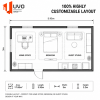 Maison modulaire UVO de 17 m², maison préfabriquée en forme de A, conteneur en kit |   Cabane de villégiature portable, bureau, studio, villa, hôtel