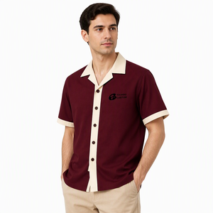 Chemise décontractée pour homme à col contrastant, boutonnée, manches longues, en sergé, à motif floral, respirante, idéale pour les vacances - Product Image 6