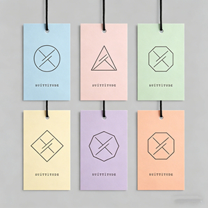 Label Gantungan Kertas Berlapis Logo Merek Promosi, Bentuk Persegi Panjang, Potongan Presisi, untuk Pakaian, Tas, Sepatu, dengan Barcode dan Tepi Potong Panas - Product Image 5