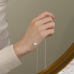 S925 Sterling Silver Freshwater <strong>Pearl</strong> Irregular Love <strong>Pendant</strong> <strong>Necklaces</strong> for Women Jewelry YB-XY-289 - Product Image 2