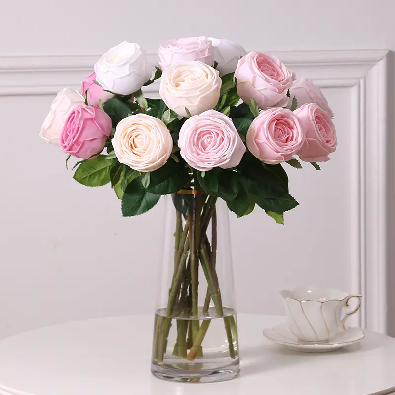 High Quality Real Touch Artificial Flower White Real Touch Roses robe-rose-latex Flowers