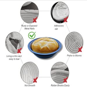 Juego de cesta para hornear de silicona de primera calidad para pan de masa fermentada, cuencos ovalados plegables de 9,5 pulgadas, aptos para lavavajillas, ideal para horno - Product Image 5
