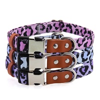 Collier pour animaux de compagnie tendance à imprimé léopard, tissu imprimé durable pour chiens de petite et moyenne taille, boucle en métal, accessoire pour collier d'animal