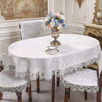 Ensemble de housses de chaise de salle à manger et nappe ovale unie, style américain, écologique, durable, infroissable et résistante à la chaleur, blanc