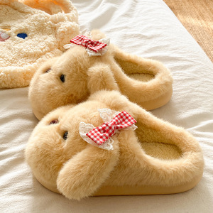 Nouvelles pantoufles douces pour femmes en peluche, design mignon 2025, pantoufles en coton chaudes, pantoufles en peluche solides, antidérapantes pour l'intérieur - Product Image 2