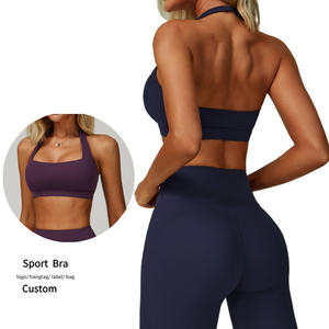 حمالة صدر جديدة للنساء عالية الدعم حمالة صدر لليوجا مفتوحة من الخلف للصالة الرياضية صدرية مريحة ناعمة رافعة للأعلى حمالة صدر رياضية بحمالة رقبة بشعار مخصص - Product Image 1