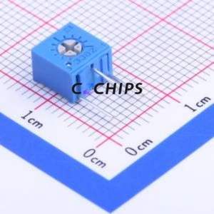 Résistance/potentiomètre réglable 3362W-1-203LF, composant traversant (THT)-3P, 7x6,6 mm, résistance 20 kOhm, 10 %, 500 mW, 100 ppm/ ℃ - Product Image 1