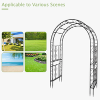 Arche de jardin en fer forgé avec treillis, cadre métallique pour mariage avec décorations sculptées, support extérieur pour décoration de fête de mariage, support pour roses grimpantes