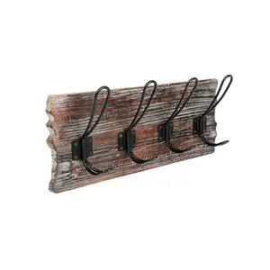 Прочные винтажные черные железные крючки, настенная прочная деревянная вешалка для одежды