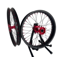 Roue Surron Ultra Bee tout-terrain, avant 21 pouces, arrière 18 pouces, jante noire, capuchons de rayons rouges, moyeu rouge, sans pneu, pour course de moto électrique tout-terrain