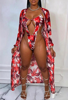Cut-Out-Print Monokini Cardigan 2-teiliges Set Karneval J'ouvert Montag Mode Bademode Private Label Großhandel Miami Trinidad