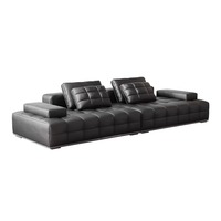 Italienisches Minimalistisches Geradliniges Echtleder-Sofa, Designer Schwarzes Ledersofa für Große Wohnzimmer & Villen