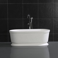 Baignoire rectangulaire solide autoportante en pierre artificielle moderne de 1.5m Baignoire de trempage pour hôtels