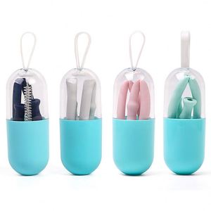 Best Selling Food Grade Silicone <b>Straw</b> Set FDA Certified Collapsible <b>Reusable</b> Portable Eco-Friendly Drinking <b>Straw</b> Kit - Product Image 5