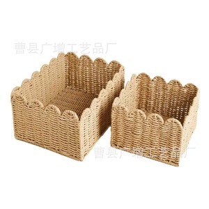 Handmade <b>Paper</b> Rope Woven Storage Basket Rectangle Large Capacity For Home Clothing Organizer <b>Kitchen</b> Desktop Use - Product Image 4