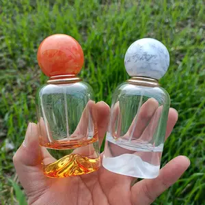 Mini bottiglia di profumo da 50ml bottiglia di vetro di profumo di lusso retrò con tappo di bottiglia di profumo con coperchio in resina arancione bianca